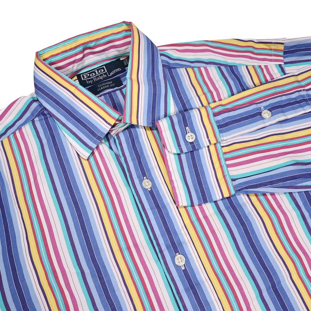 POLO BY RALPH LAUREN Mens M Multicolor Stripe Curham Classic Fit Button Up Shirt
